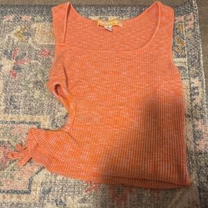 Urban Outfitters Orange Ribbed Knit Cutout Tank
